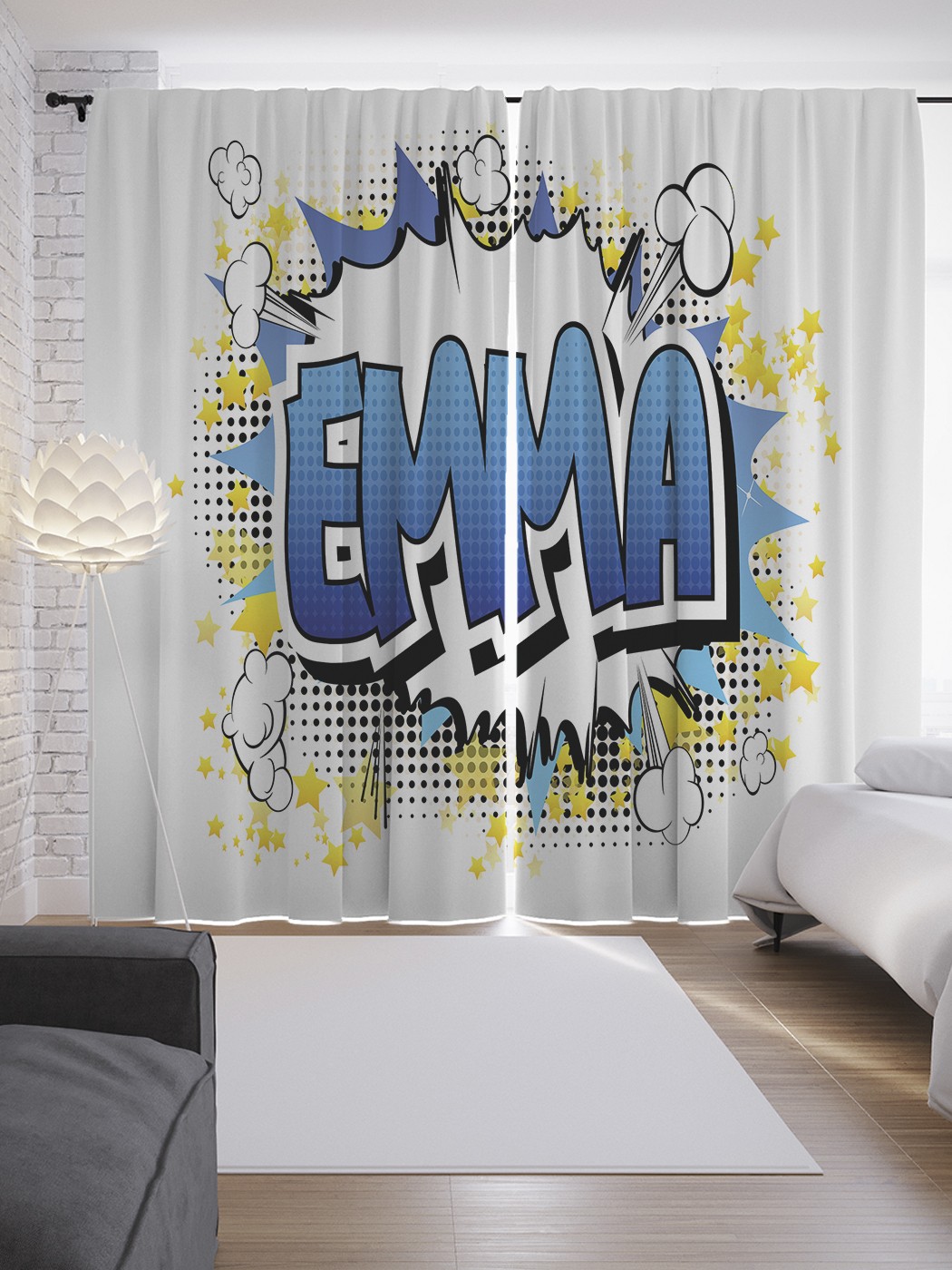 

Шторы JoyArty с фотопечатью "Эмма" из сатена, 290х265 см, Эмма