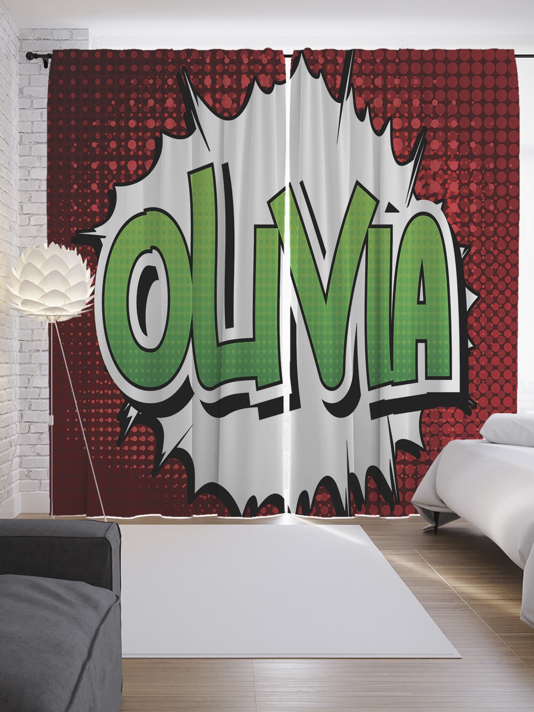

Шторы JoyArty с фотопечатью "Оливия" из сатена, 290х265 см, Оливия