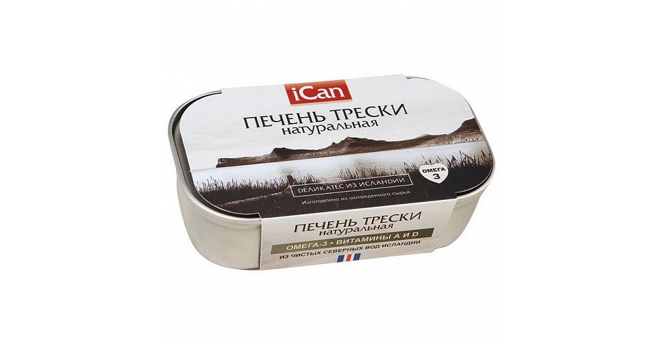 

Печень трески Ican натуральная 115г/6