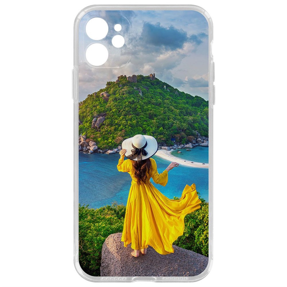 

Чехол-накладка Krutoff Clear Case Платье летнее женское для iPhone 11 с защитой камеры, Прозрачный