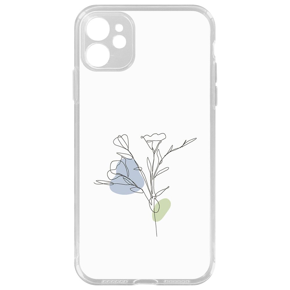 

Чехол-накладка Krutoff Clear Case Эустома для iPhone 11 с защитой камеры, Прозрачный