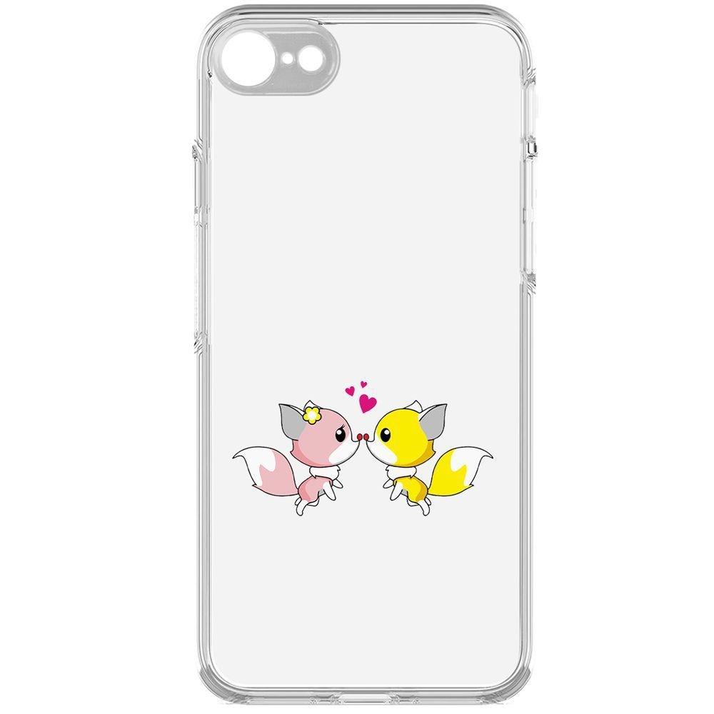 

Чехол-накладка Krutoff Clear Case Лисята для iPhone 7/8/SE 2020 с защитой камеры, Прозрачный