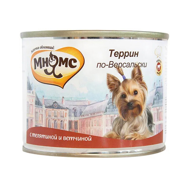 

Консервы для собак Мнямс Террин по-версальски телятина и ветчина, 6шт по 200г, МНЯМС ТЕРРИН ПО-ВЕРСАЛЬСКИ для собак маленьких пород с телятиной и ветчиной (200 гр х 6 шт)