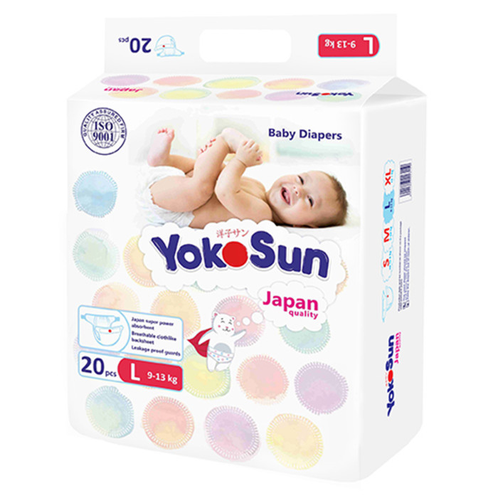 Подгузники YokoSun на липучках L 9-13 кг 20 шт 1169₽