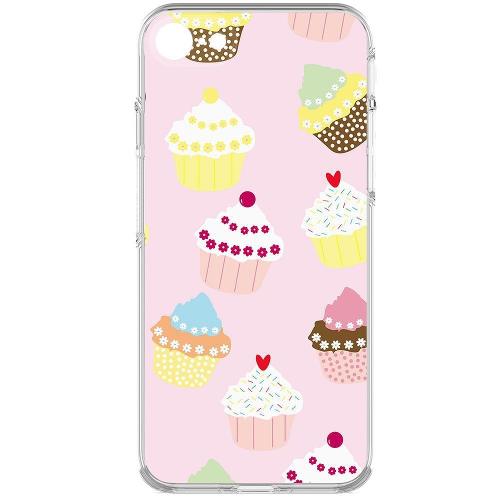 

Чехол-накладка Krutoff Clear Case Пироженки для iPhone 7/8/SE 2020 с защитой камеры, Прозрачный