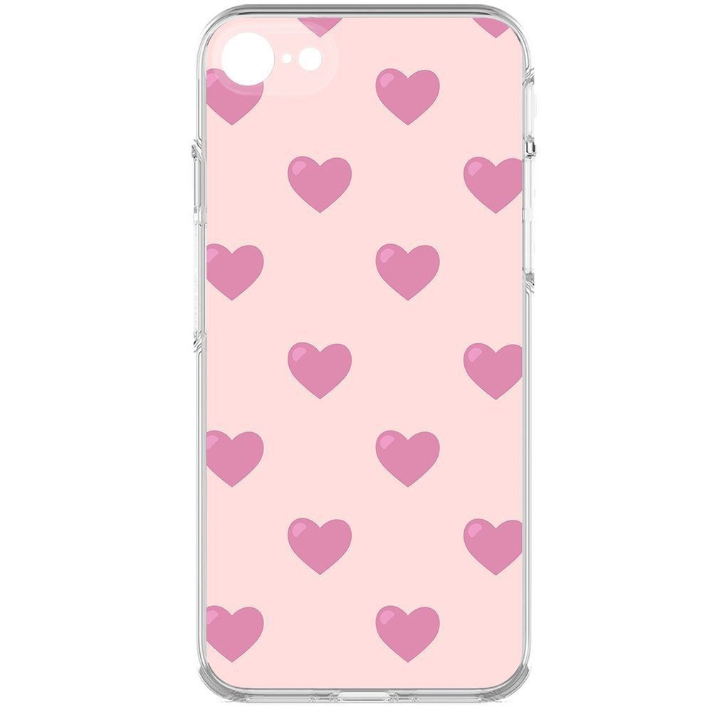 

Чехол-накладка Krutoff Clear Case Пурпурные сердца для iPhone 7/8/SE 2020 с защитой камеры, Прозрачный