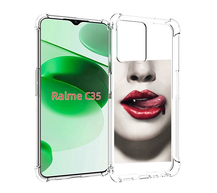 

Чехол MyPads губы-вампирши для Realme C35 / Narzo 50A Prime, Прозрачный, Tocco