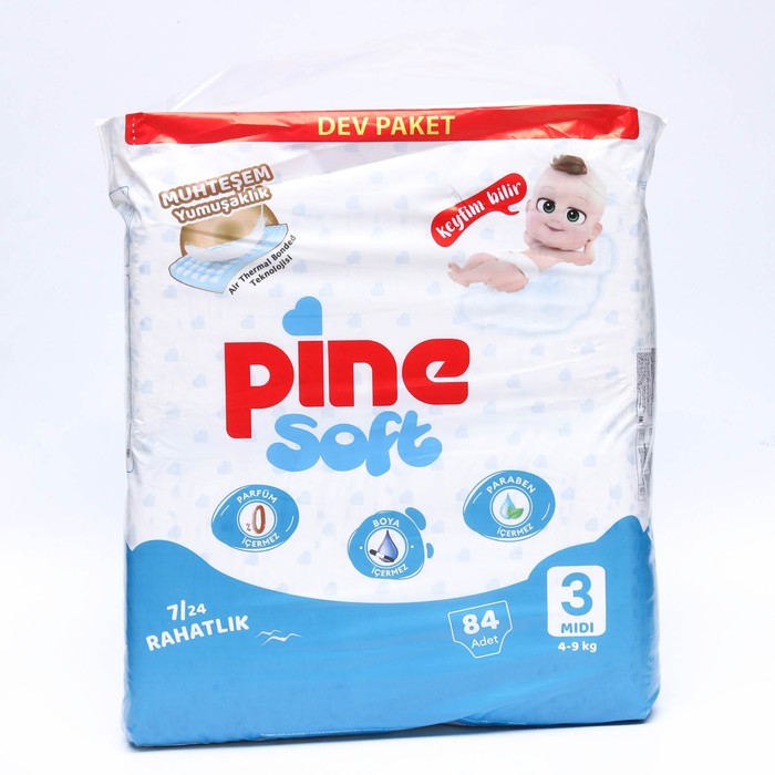 

Подгузники детские Pine Soft 3 Midi (4 - 9 kg), 84 шт