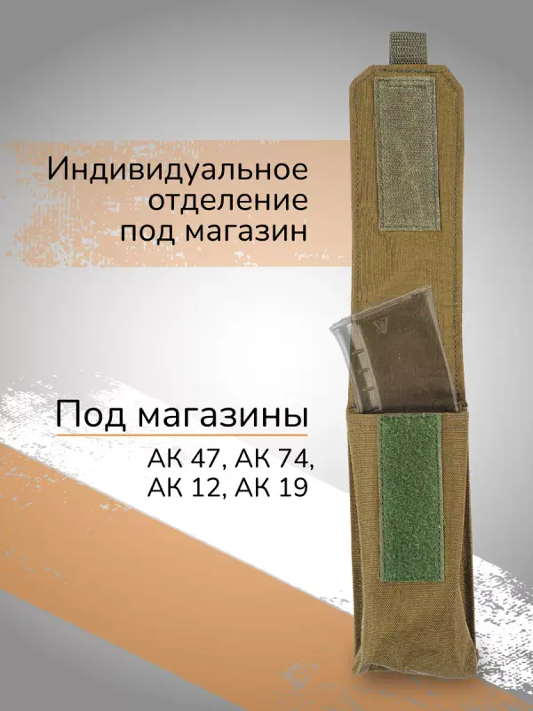 

Подсумок Ганза Под магазин АК закрытого типа, Олива, Под магазин АК закрытого типа