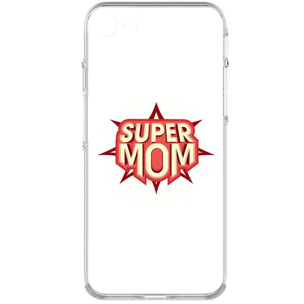 

Чехол-накладка Krutoff Clear Case Супер Мама для iPhone 7/8/SE 2020 с защитой камеры, Прозрачный