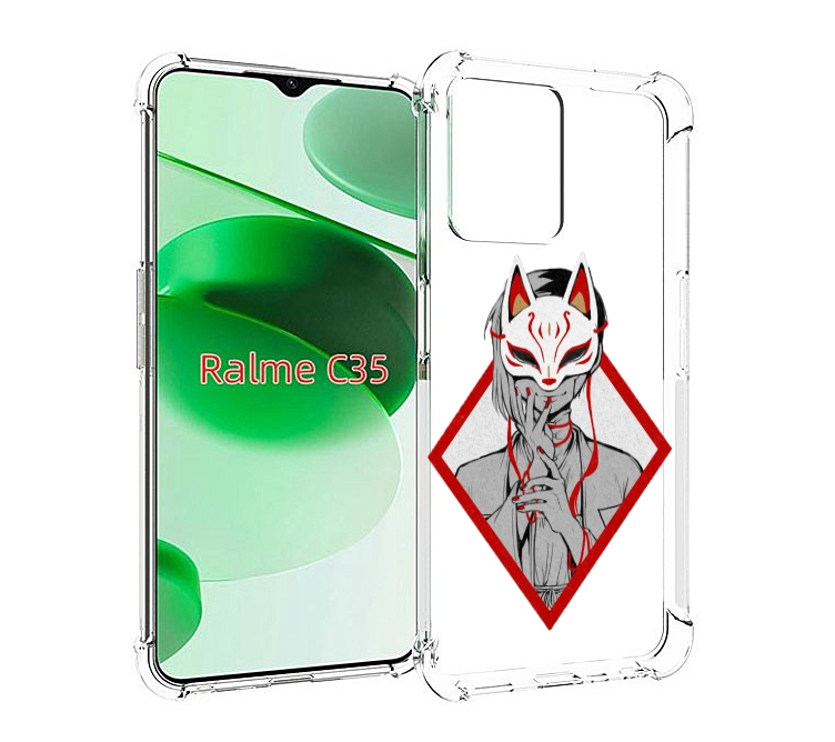 

Чехол MyPads девушка в маске япония для Realme C35 / Narzo 50A Prime, Прозрачный, Tocco