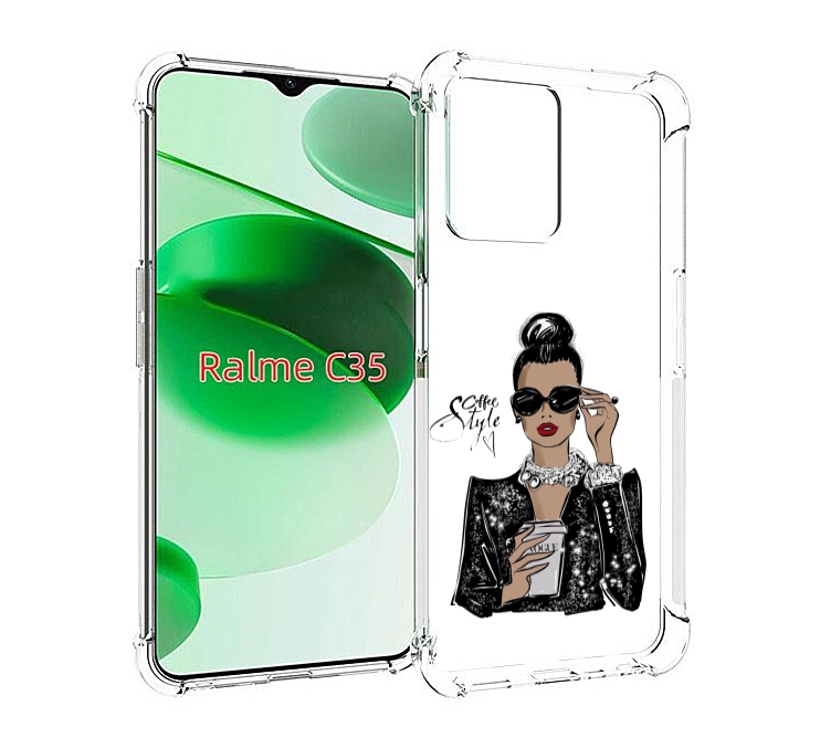 

Чехол MyPads девушка в черных очках в пиджаке для Realme C35 / Narzo 50A Prime, Прозрачный, Tocco