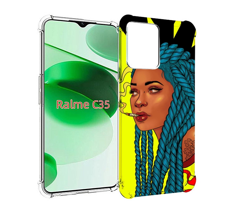 

Чехол MyPads девушка с запутанными волосами синий женский для Realme C35 / Narzo 50A Prime, Прозрачный, Tocco