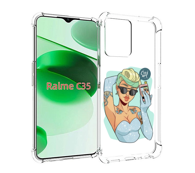 

Чехол MyPads девушка с короткой стрижкой женский для Realme C35 / Narzo 50A Prime, Прозрачный, Tocco