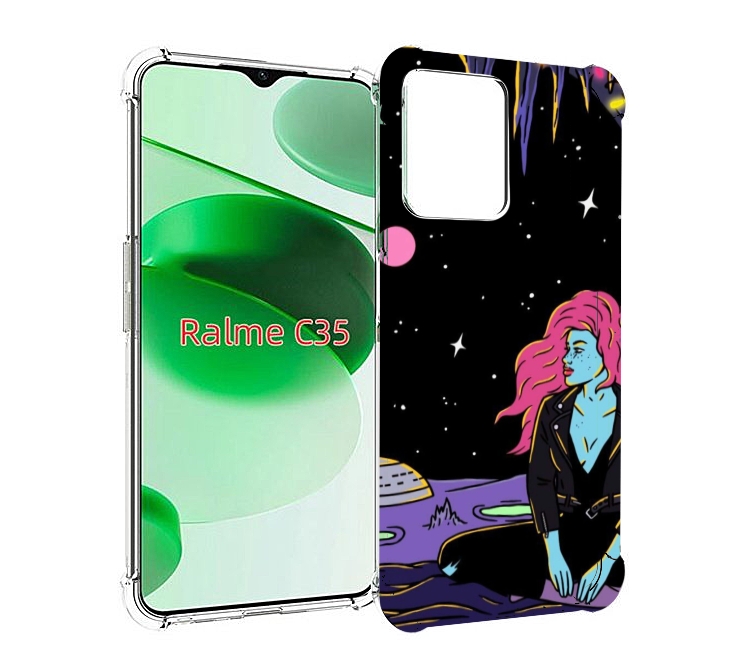 

Чехол MyPads девушка с красными волосами в космосе женский для Realme C35 / Narzo 50A, Прозрачный, Tocco