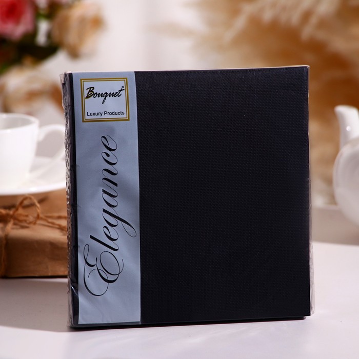 Салфетки бумажные Bouquet Colour черные, 33х33, 2 слоя, 20 листов