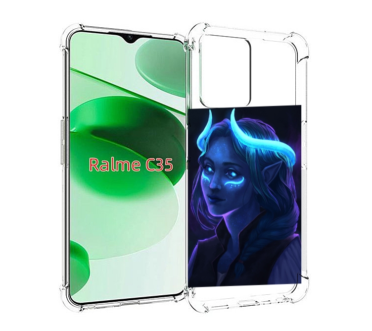 

Чехол MyPads девушка синяя ледяная женский для Realme C35 / Narzo 50A Prime, Прозрачный, Tocco