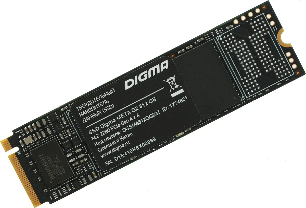 

SSD накопитель Digma Meta G2 M. 2 2280 512 ГБ (DGSM4512GG23T), Meta G2