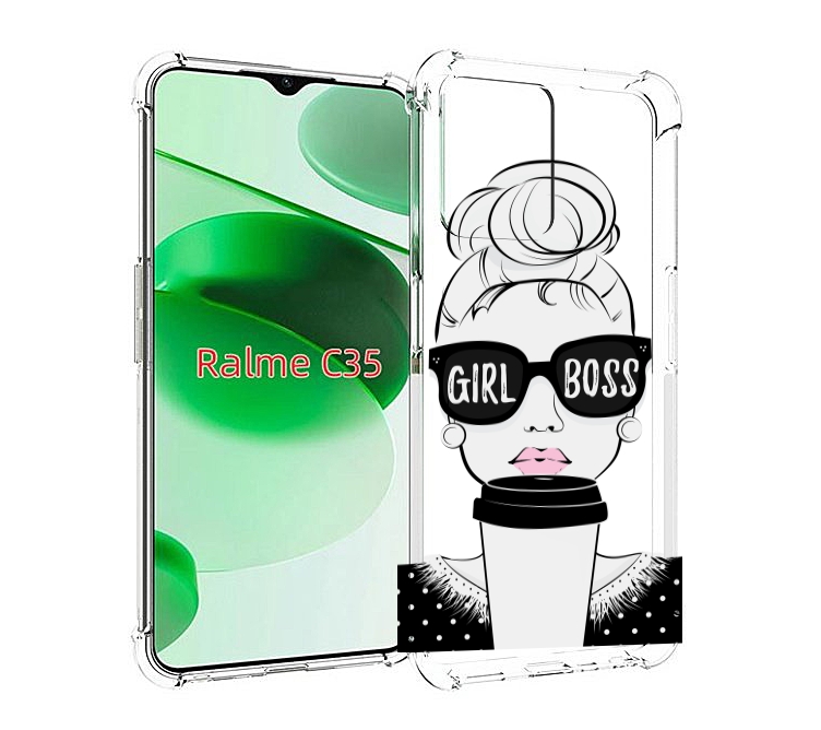 

Чехол MyPads девушка-босс женский для Realme C35 / Narzo 50A Prime, Прозрачный, Tocco