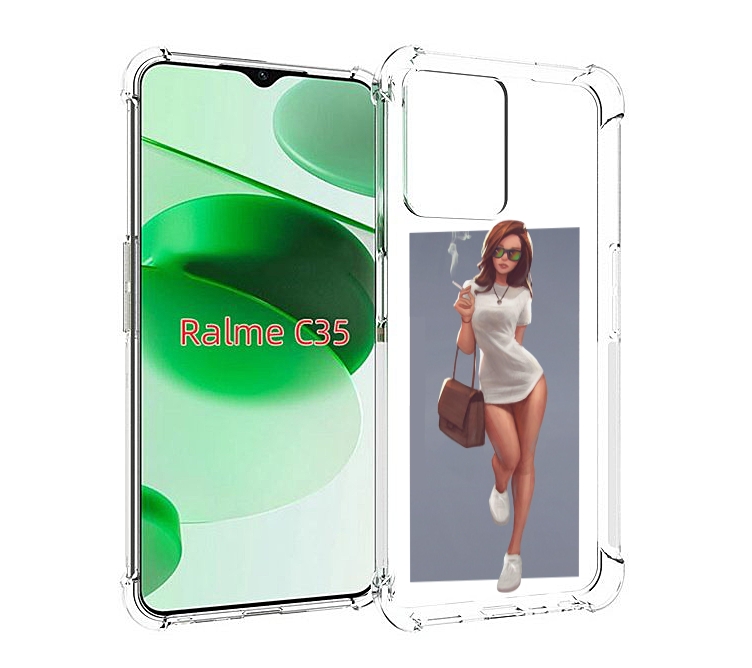 

Чехол MyPads девушка-в-белой-футболке женский для Realme C35 / Narzo 50A Prime, Прозрачный, Tocco