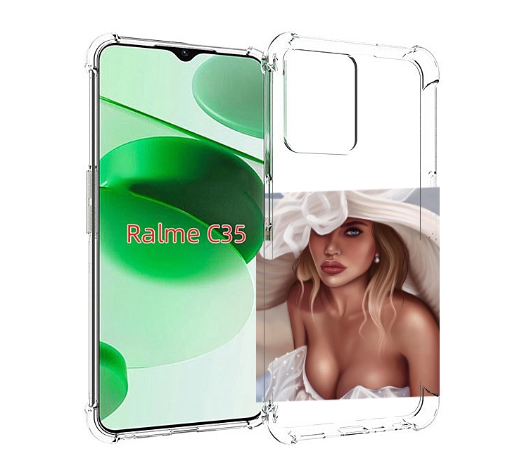 

Чехол MyPads девушка-в-белой-шляпе женский для Realme C35 / Narzo 50A Prime, Прозрачный, Tocco