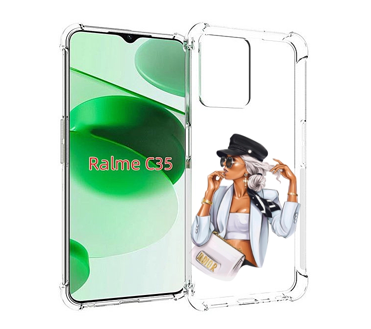 

Чехол MyPads девушка-в-белом-с-модной-сумочкой женский для Realme C35 / Narzo 50A Prime, Прозрачный, Tocco
