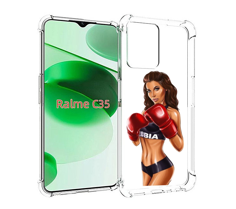

Чехол MyPads девушка-в-боксерских-перчатках женский для Realme C35 / Narzo 50A Prime, Прозрачный, Tocco