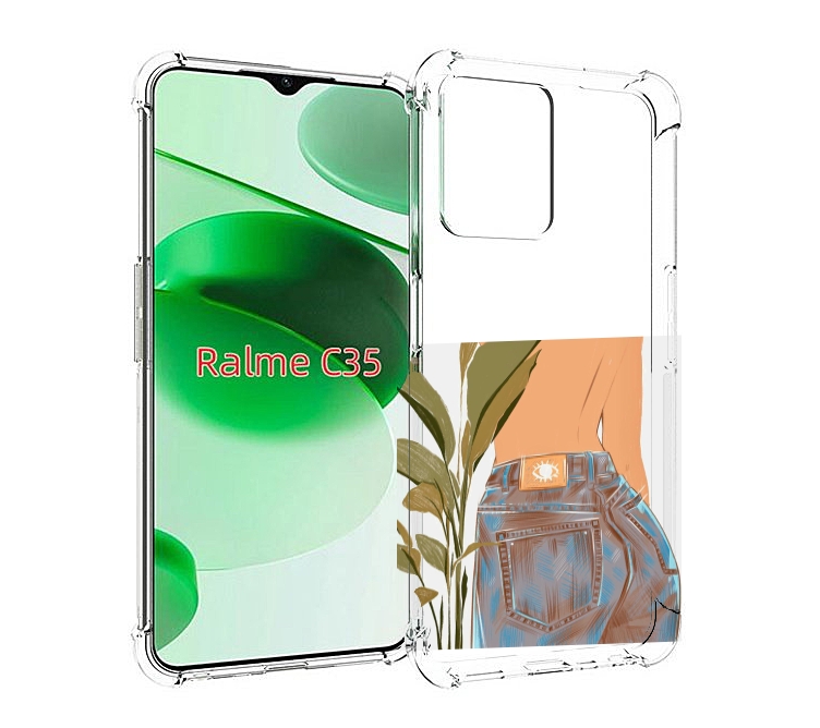 

Чехол MyPads девушка-в-джинсах для Realme C35 / Narzo 50A Prime, Прозрачный, Tocco