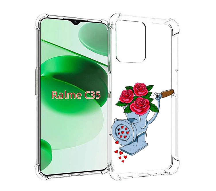 

Чехол MyPads Цветочные сердца для Realme C35 / Narzo 50A Prime, Прозрачный, Tocco