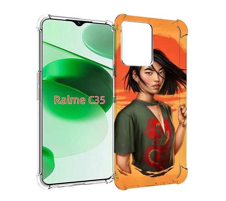 

Чехол MyPads девушка-в-оранжевом-фоне женский для Realme C35 / Narzo 50A Prime, Прозрачный, Tocco