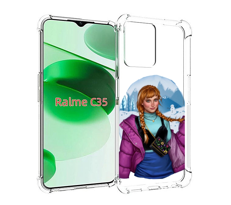 

Чехол MyPads девушка-в-фиолетовой-куртке женский для Realme C35 / Narzo 50A Prime, Прозрачный, Tocco