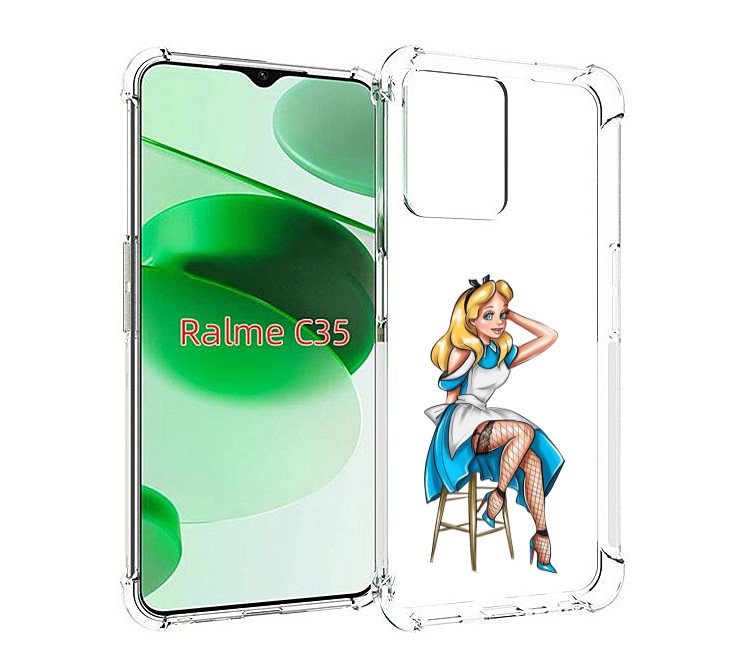 

Чехол MyPads девушка-в-чулках женский для Realme C35 / Narzo 50A Prime, Прозрачный, Tocco
