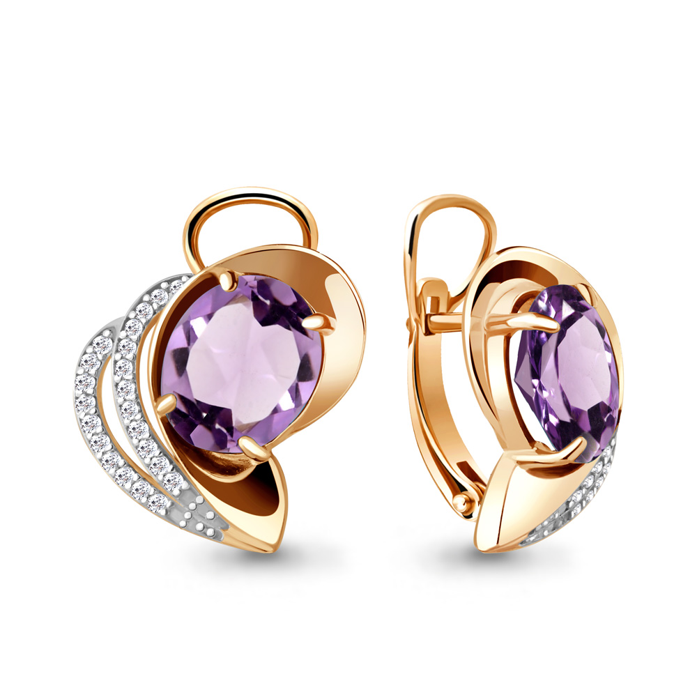 

Серьги из серебра с аметистом Aquamarine 4479104А_925_з, 4479104А_925_з