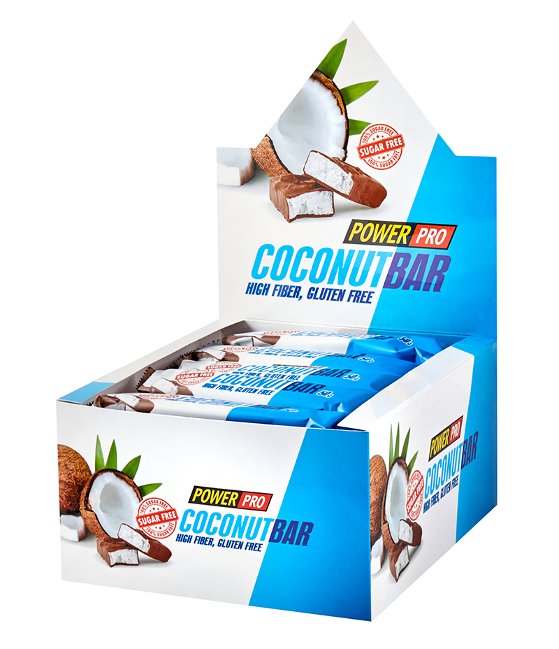 фото Батончики power pro coconut bar 50 г, 20 шт, вкус: кокос powerpro