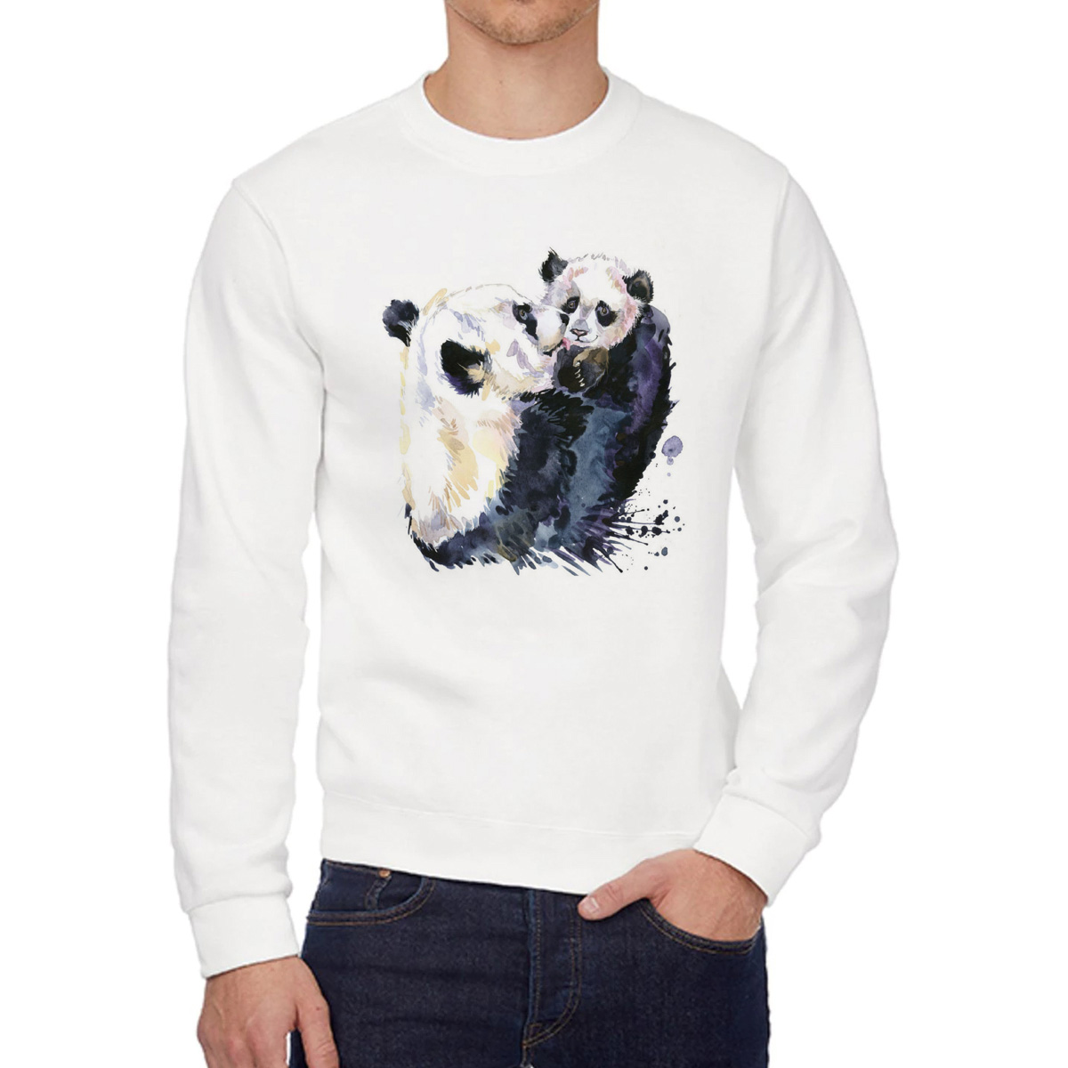 

Свитшот женский CoolPodarok Животные Панда с малышом белый 58 RU, 8W015397