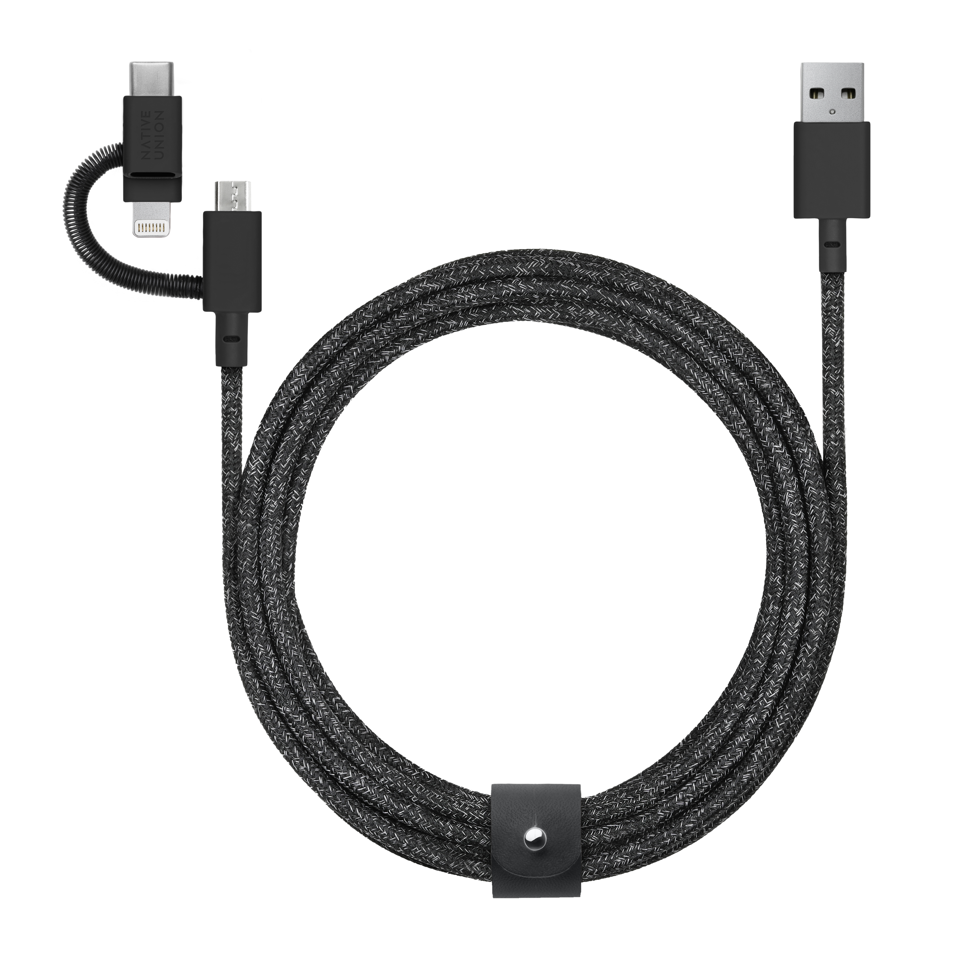 Кабель Micro-USB/Lightning/USB Type-C Native Union Belt Cable 2 м черный