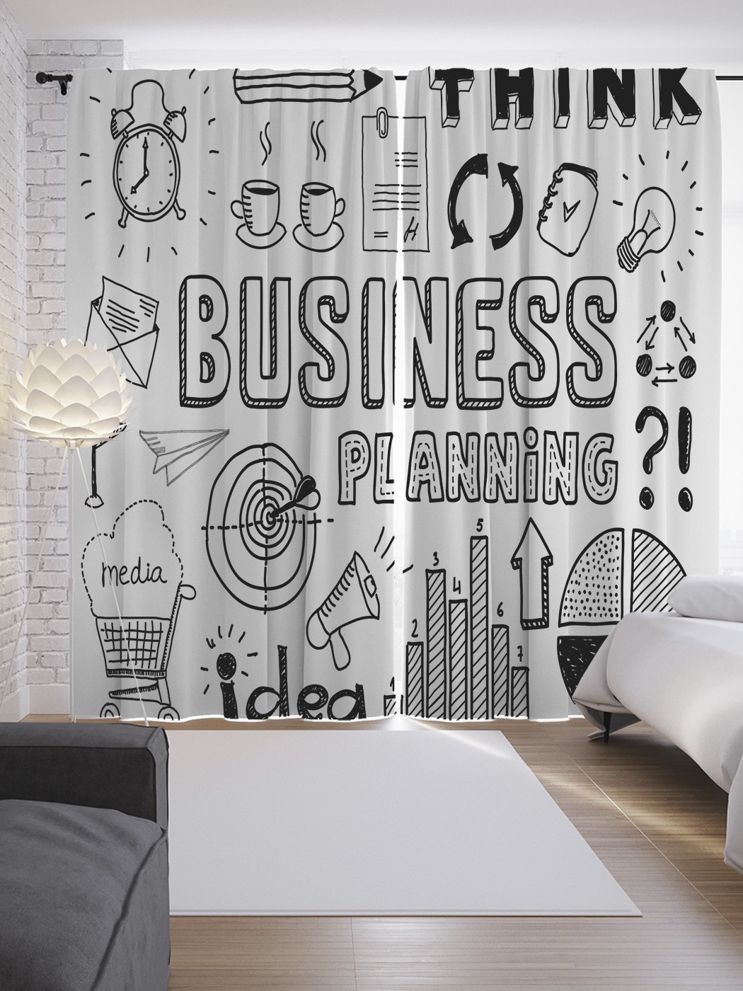 

Шторы JoyArty с фотопечатью "Планирование бизнеса" из сатена, 290х265 см, Планирование бизнеса