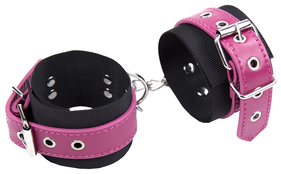 Чёрно-розовые наручники KISSEXPO для фиксации