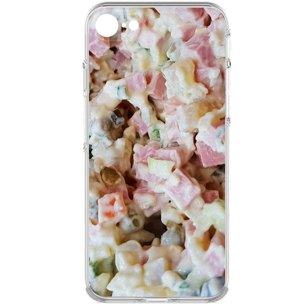 

Чехол-накладка Krutoff Clear Case Оливье для iPhone 7/8/SE 2020 с защитой камеры