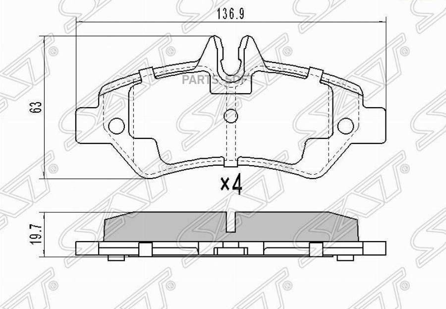 

Колодки тормозные зад MERCEDES SPRINTER 06- 3/5-T 1шт SAT ST-A0044206920