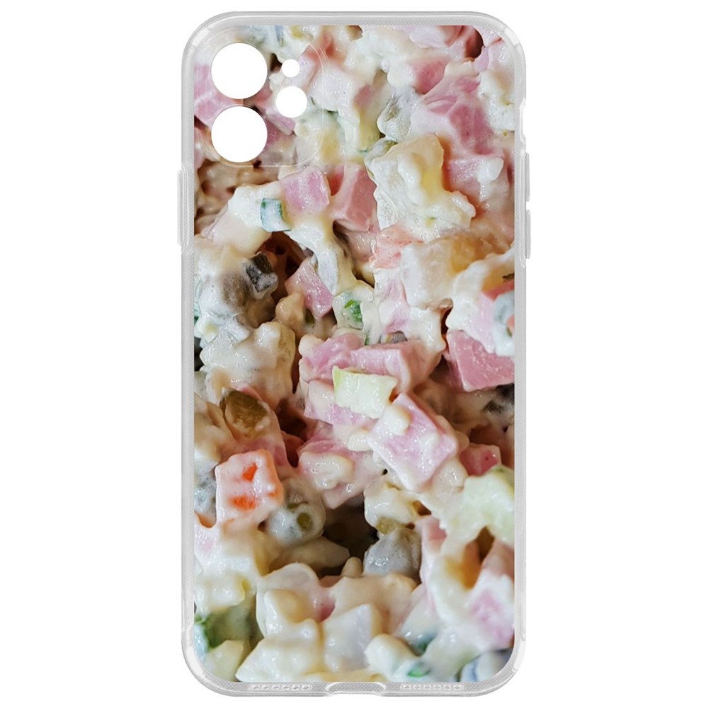 

Чехол-накладка Krutoff Clear Case Оливье для iPhone 11 с защитой камеры