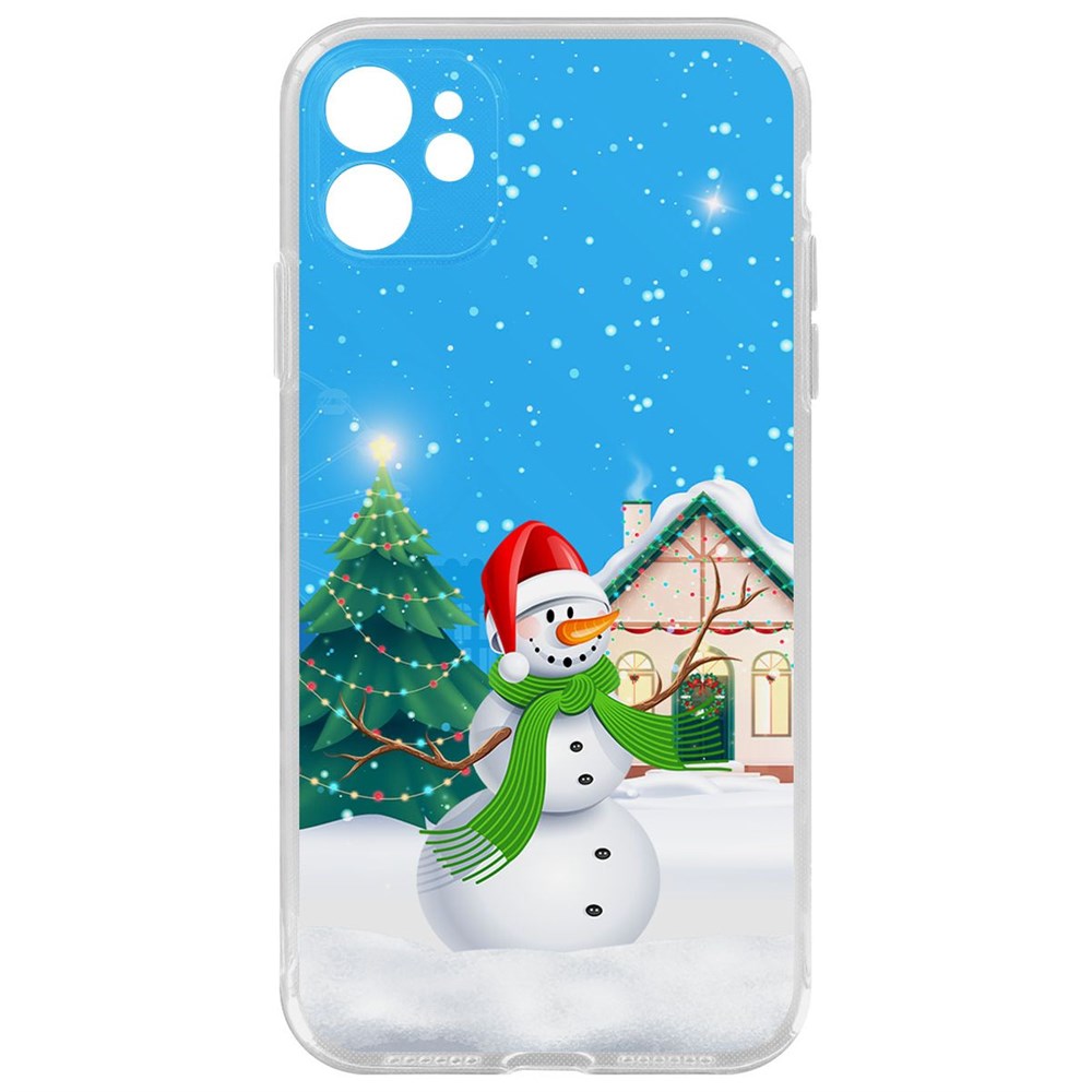 

Чехол-накладка Krutoff Clear Case Снеговик для iPhone 11 с защитой камеры