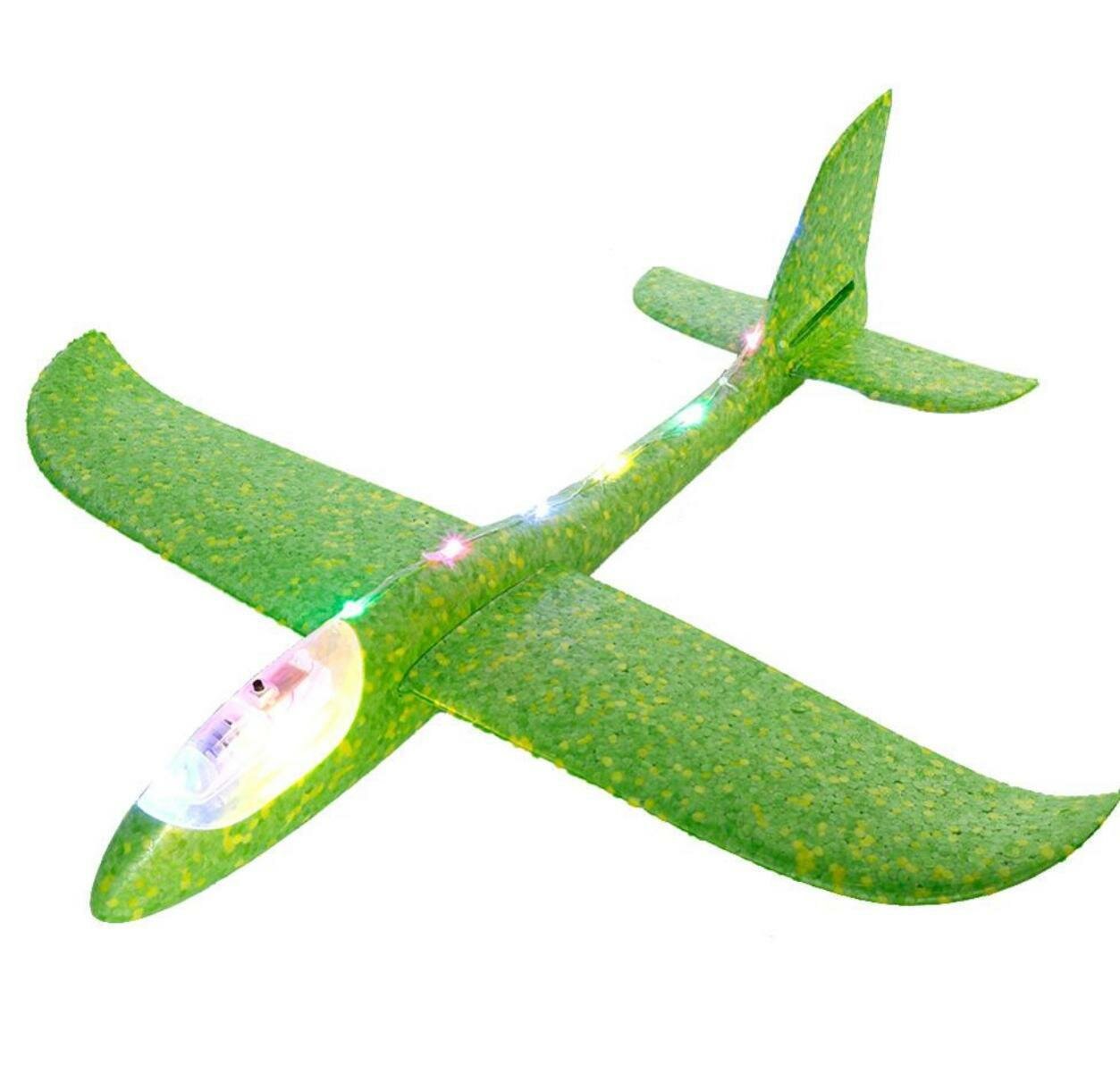 фото Детский самолет-планер из пенопласта светящийся, зеленый 47 см. nobrand