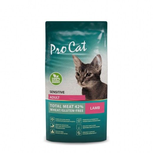 

Сухой корм для кошек PRO CAT с чувствительным пищеварением, ягненок, 400 г
