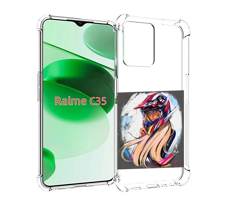 

Чехол MyPads девушка-в-шлеме для Realme C35 / Narzo 50A Prime, Прозрачный, Tocco