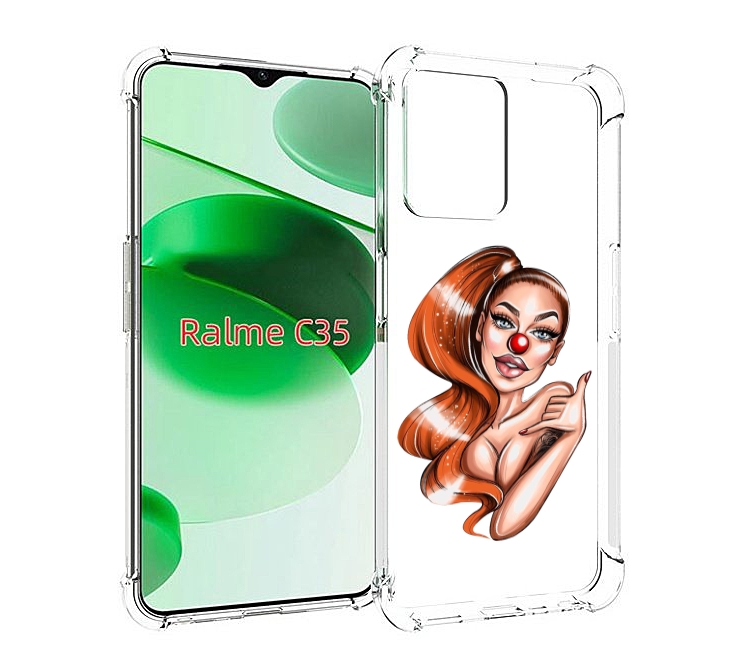 

Чехол MyPads девушка-клоун для Realme C35 / Narzo 50A Prime, Прозрачный, Tocco
