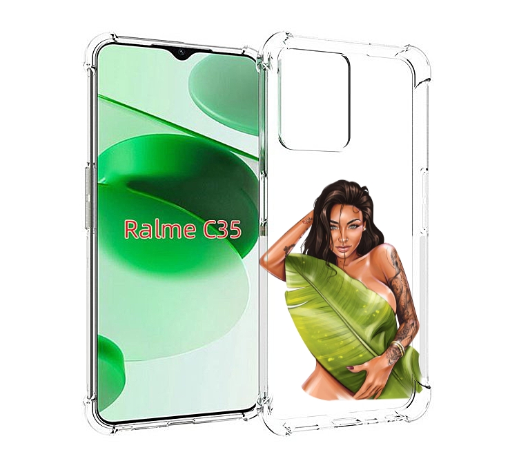 

Чехол MyPads девушка-модель-с-большим-листом женский для Realme C35 / Narzo 50A Prime, Прозрачный, Tocco