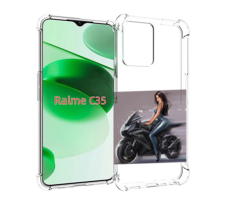 

Чехол MyPads девушка-на-мотоцикле для Realme C35 / Narzo 50A Prime, Прозрачный, Tocco