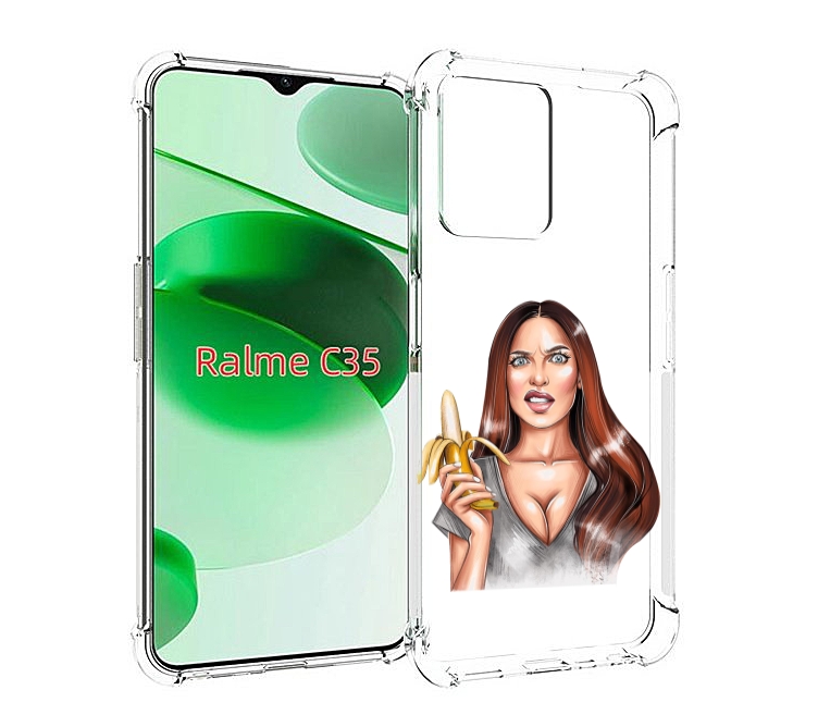 

Чехол MyPads девушка-с-бананом для Realme C35 / Narzo 50A Prime, Прозрачный, Tocco
