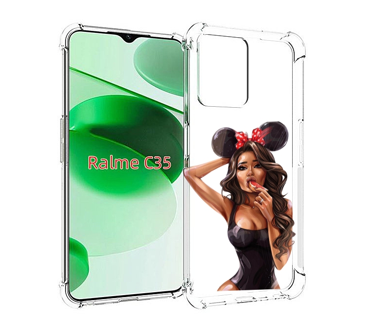 

Чехол MyPads девушка-с-грейпфрутом женский для Realme C35 / Narzo 50A Prime, Прозрачный, Tocco